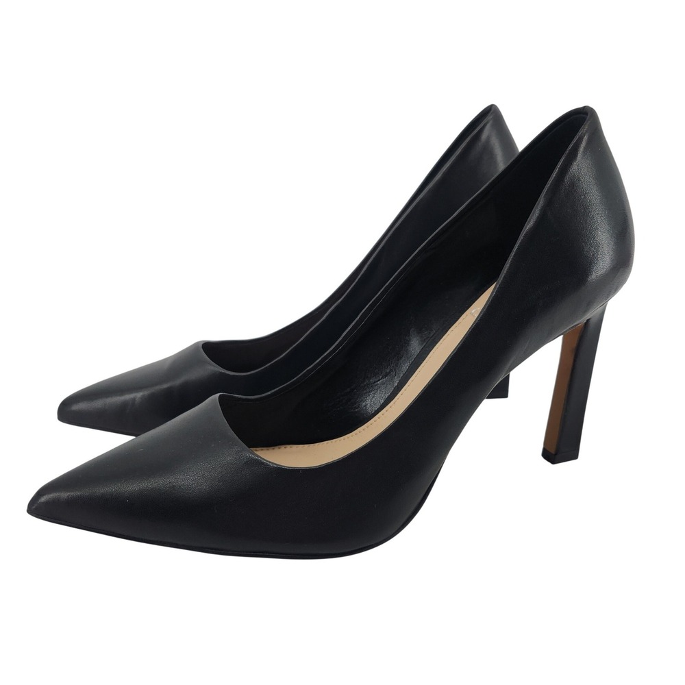 Vince Camuto Pumps Womens 8.5M Black Leather Pointed Toe Stiletto Heels EU 39